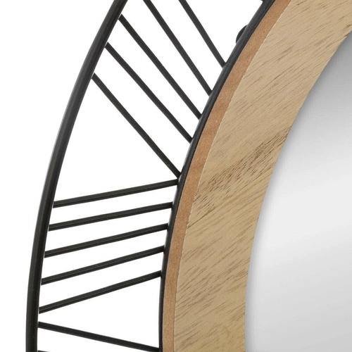 Lustro okrągłe do salonu Atmosphera Joe nowoczesne w drewnianej i metalowej ramie 45cm