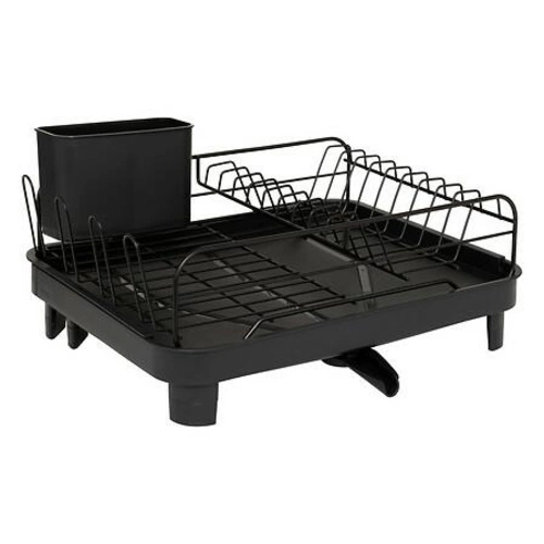 Ociekacz do naczyń 5five simply smart Black Edition czarny metalowy na blat z odpływem rozkładany