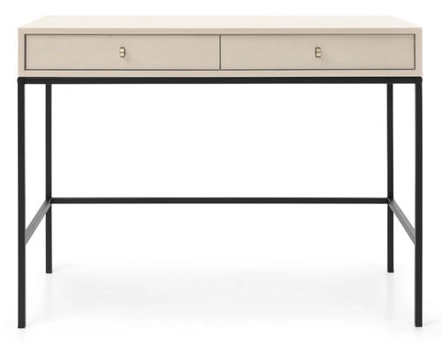 Nowoczesna toaletka Evora beżowa z szufladami do sypialni, elegancka konsola glamour