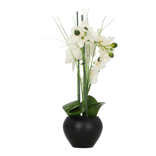 Sztuczny storczyk Atmosphera biały nowoczesny do salonu 53 cm jak żywy w doniczce