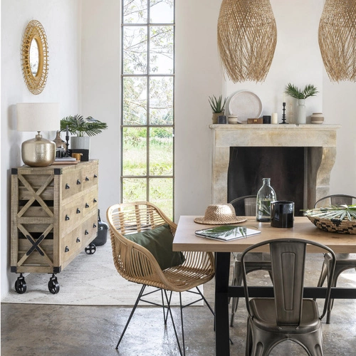 Komoda drewniana z szufladami Silas mango 150 cm do salonu rustykalna Atmosphera