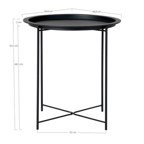 Intesi okrągły stolik kawowy metalowy czarny 47cm nowoczesny loftowy do salonu pomocniczy
