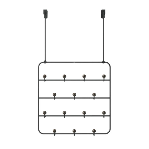 Wieszak ścienny Estique Multi Umbra czarny orzech 14 haczyków do przedpokoju loftowy