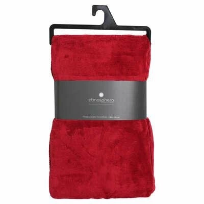 Atmosphera miękki ciepły koc mikropluszowy czerwony 180x230 cm na kanapę lub łóżko