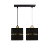 Lampa wisząca Assam czarny+złoty 2x60W  E27 abażur czarny+złoty pasek