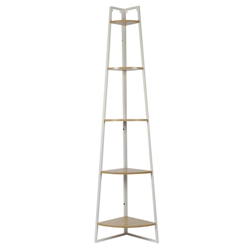 Regał narożny na książki do salonu Corner 180 cm biały loftowy z 5 półkami Intesi