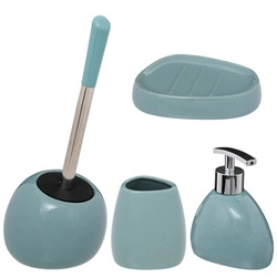 Zestaw akcesoriów łazienkowych Colors błękitny ceramiczny z mydelniczką do łazienki