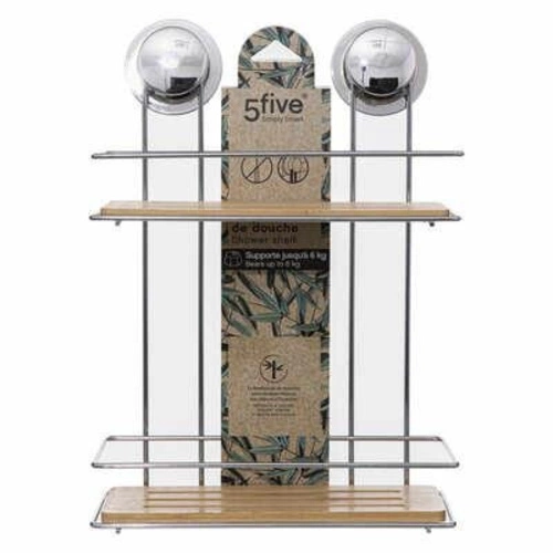 Półka łazienkowa wisząca bez wiercenia Succion 2-poziomowa bambusowa 5five simply smart