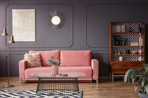 Stolik kawowy Ombra owalny szklany na metalowej czarnej podstawie loftowy do salonu Intesi