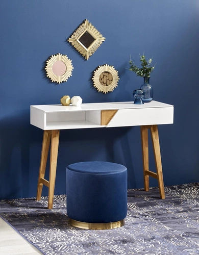 Konsola Indigo biała skandynawska z szufladą i półką do przedpokoju, salonu lub sypialni