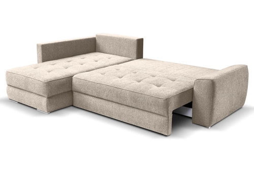 Narożnik z funkcją spania Rabis beżowy nowoczesny do salonu z pojemnikiem Intesi