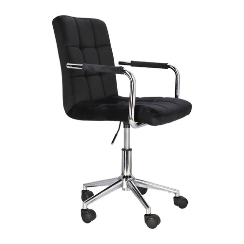 Fotel biurowy ergonomiczny Cosmo Arm czarny velvet nowoczesny z podłokietnikami obrotowy