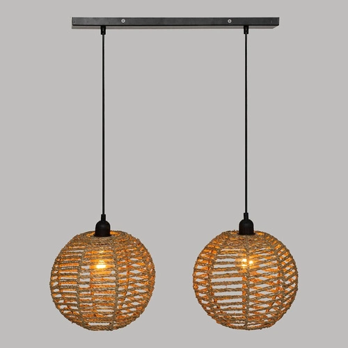 Lampa wisząca kula Rana 2 boho z trzciny do salonu i jadalni Atmosphera 50 cm