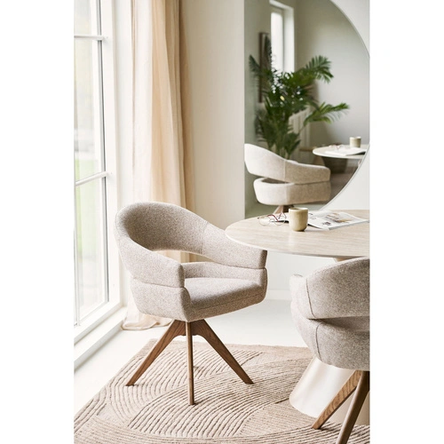 Krzesło Dover tapicerowane obrotowe do jadalni piaskowy melanż dąb