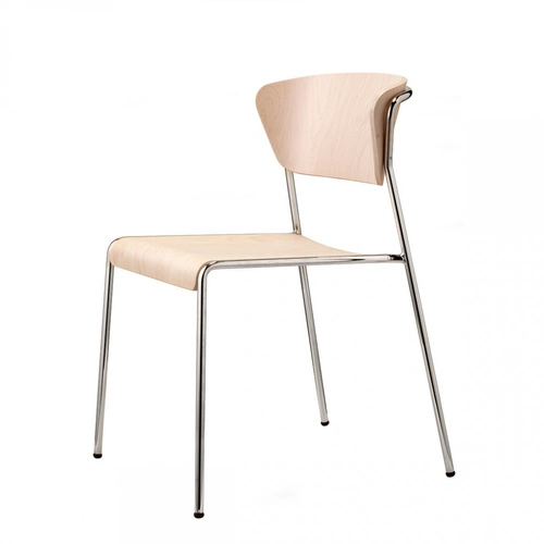 Krzesło drewniane do jadalni Lisa SCAB Design buk bielony chrom nowoczesne z oparciem