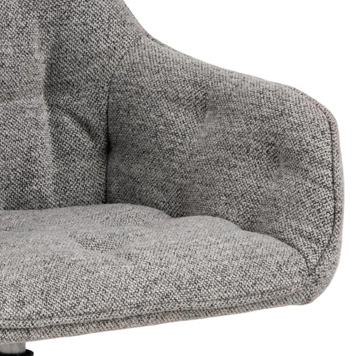 Krzesło tapicerowane Brooke obrotowe szare do jadalni i salonu nowoczesne z podłokietnikami