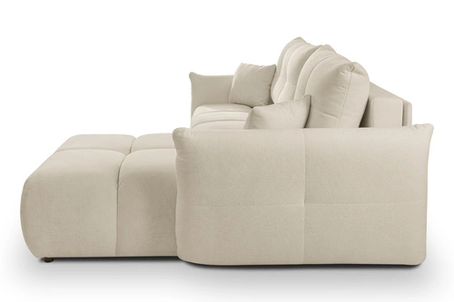 Narożnik z funkcją spania do salonu Bode prawy beżowy nowoczesny z pojemnikiem Intesi