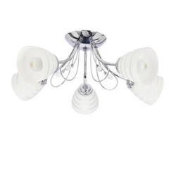 Lampa wisząca Simpli 5*40W E27 chrom z kryształkiem+klosz z paskiem