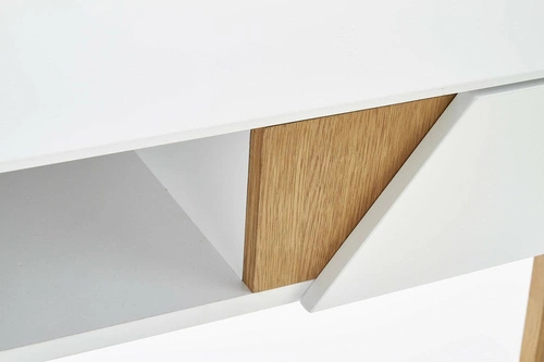 Konsola Indigo biała skandynawska z szufladą i półką do przedpokoju, salonu lub sypialni