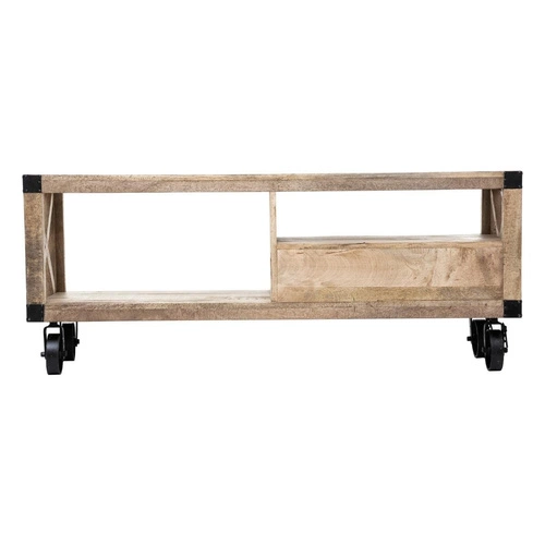 Szafka RTV drewniana Silas 140 cm do salonu nowoczesna rustykalna mango Atmosphera