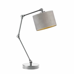 Lampka nocna ASMARA Velur Gold szara nowoczesna z welurowym abażurem regulowana do sypialni Lysne