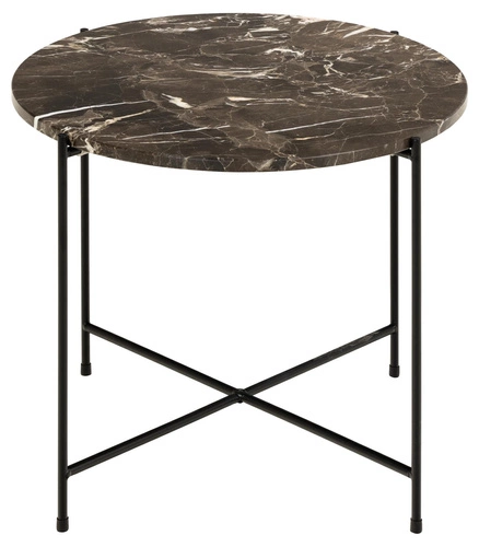 Stolik kawowy Avila okrągły niski marmurowy brązowy nowoczesny glamour do salonu 52 cm