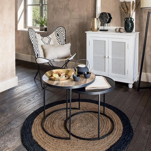 Dywan okrągły jutowy Atmosphera Bord 120 cm styl boho naturalny do salonu lub sypialni