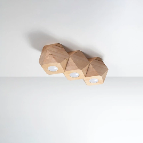 Plafon sufitowy drewniany WOODY 3 Sollux naturalne drewno do salonu i kuchni 36 cm