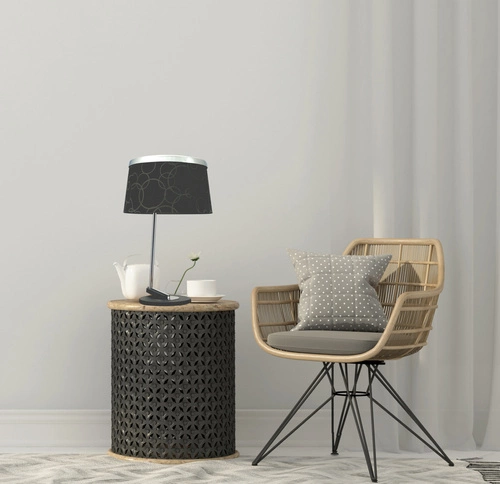 Lampa stołowa Impresja lampka 1*60W E27  czarna chrom