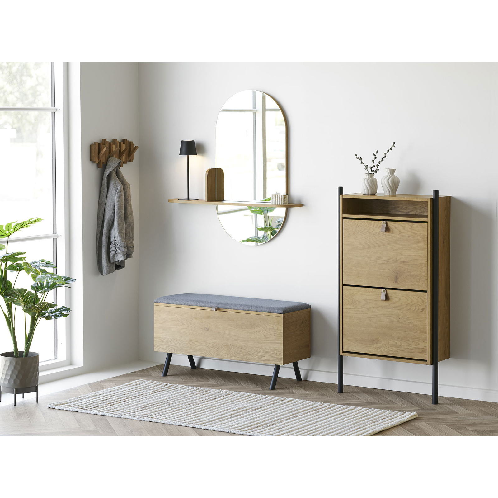 Szafka na buty Barco dąb naturalny wąska wysoka do przedpokoju