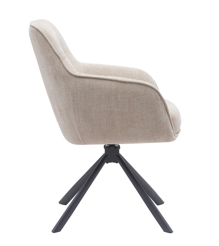 Fotel obrotowy Lova nowoczesny aksamitny beżowy do salonu z podłokietnikami