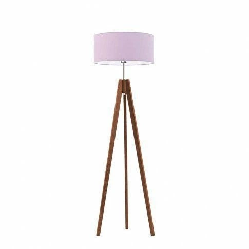 Lampa stojąca podłogowa drewniana z abażurem Haiti fioletowa do pokoju dziecięcego Lysne