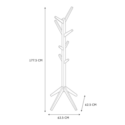 Intesi Tree nowoczesny drewniany wieszak stojący do przedpokoju naturalny 177 cm