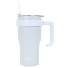 Kubek termiczny Miami 600ml biały z uchwytem i słomką do kawy Intesi elegancki
