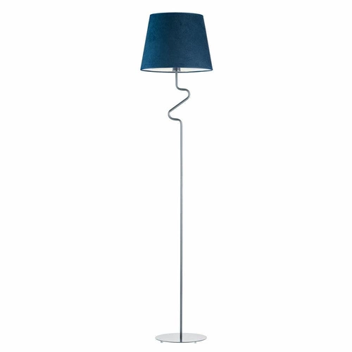 Lampa stojąca FOGO niebieska welurowa glamour do salonu z abażurem Lysne 174 cm