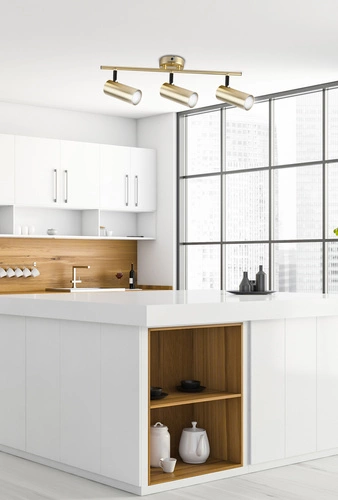 Lampa sufitowa Colly nowoczesna 3-punktowa mosiądz z ruchomym kloszem do salonu