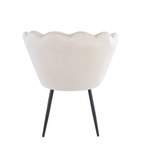 Krzesło tapicerowane muszelka Fiona VIC welurowe beżowe z podłokietnikami do salonu glamour Intesi