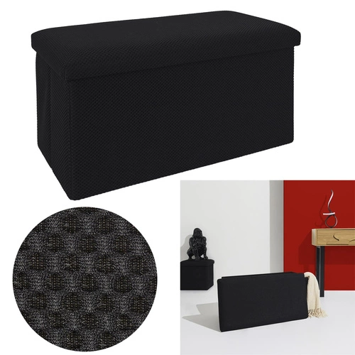 Pufa składana ze schowkiem Velse Atom czarna prostokątna nowoczesna do przedpokoju Intesi