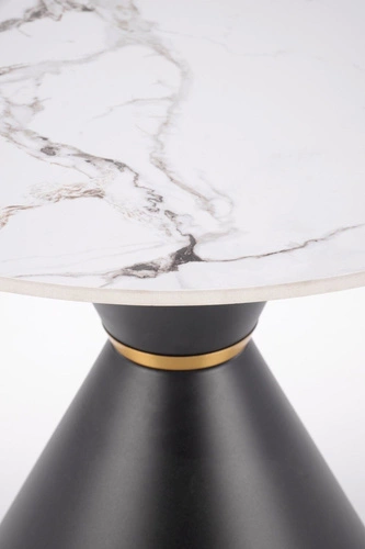 Stolik kawowy Javin S okrągły biały marmur czarny nowoczesny glamour do salonu 60 cm