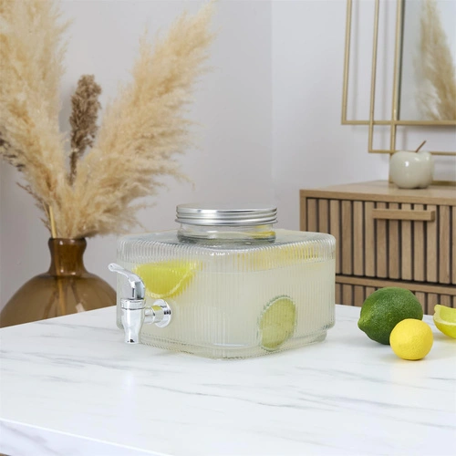 Słój do napojów z kranikiem Colar Square 2L szklany na lemoniadę Intesi