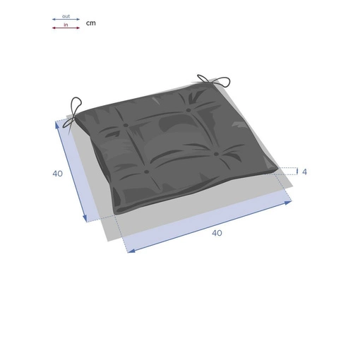 Poduszka na krzesło ogrodowa Korai 40x40 niebieska pikowana nowoczesna Hesperide