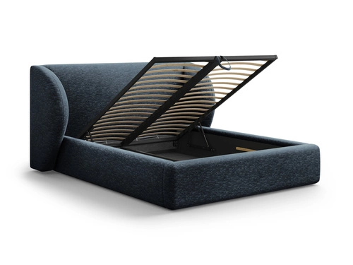 Łóżko tapicerowane Miley II granatowe 200x200 z pojemnikiem do sypialni nowoczesne