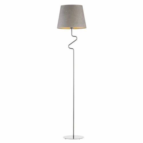 Lampa stojąca do salonu FOGO GOLD Lysne nowoczesna szara welurowa glamour z abażurem 174 cm