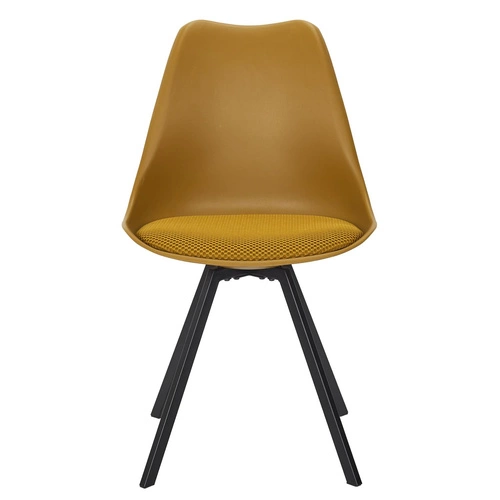 Krzesło tapicerowane Atom żółte Intesi do jadalni i salonu nowoczesne na metalowych nogach