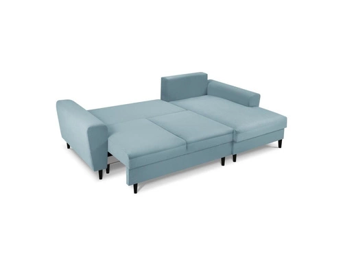 Narożnik z funkcją spania Moghan Light Blue Corduroy Prawostronna kolor nóg czarny