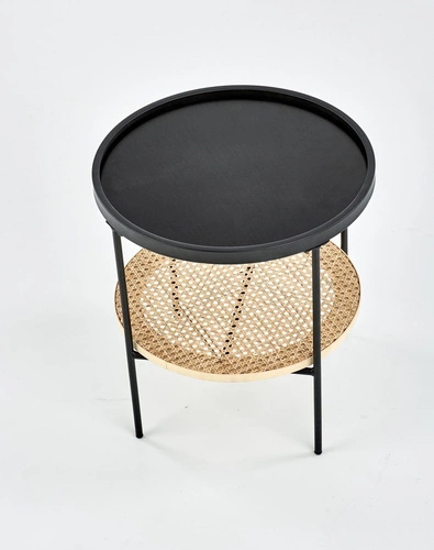 Stolik kawowy Safakis czarny / rattan