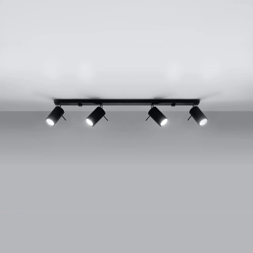 Plafon sufitowy Ring 4L czarny nowoczesny metalowy do salonu kuchni i sypialni Sollux