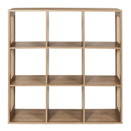 Regał na książki Klaus 9 półek naturalny minimalistyczny stojący do salonu i pokoju Intesi