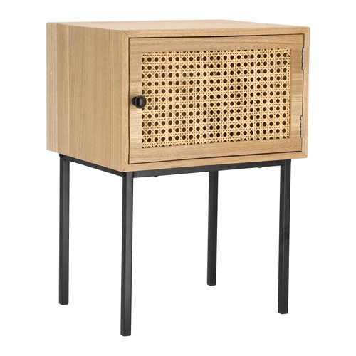 Szafka nocna z plecionym frontem 40 cm naturalna boho industrialna Intesi Panamo