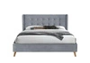 Łóżko tapicerowane Flikez VIC 160x200 szare welurowe z wysokim zagłówkiem do sypialni
